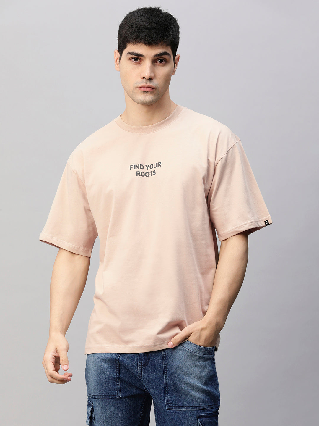 Find Your Roots Men Oversized Puff Printed T-shirt