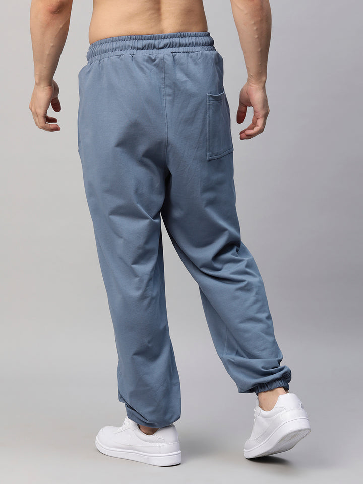 Men Premium Terry Loose Fit Joggers - Denim Blue