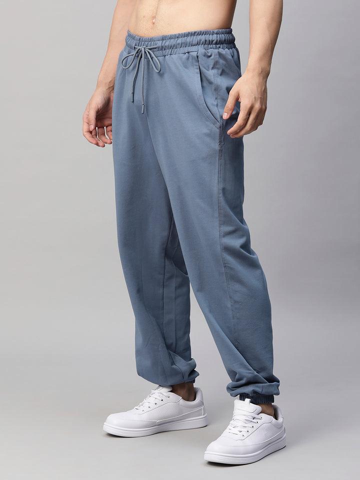 Men Premium Terry Loose Fit Joggers - Teal Blue