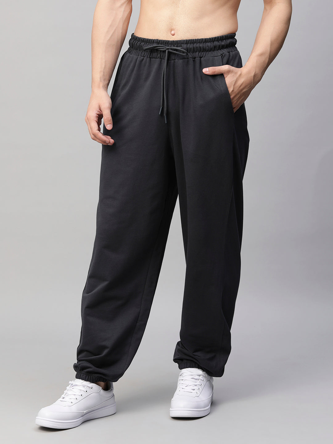 Men Premium Terry Loose Fit Joggers - Vampire Grey