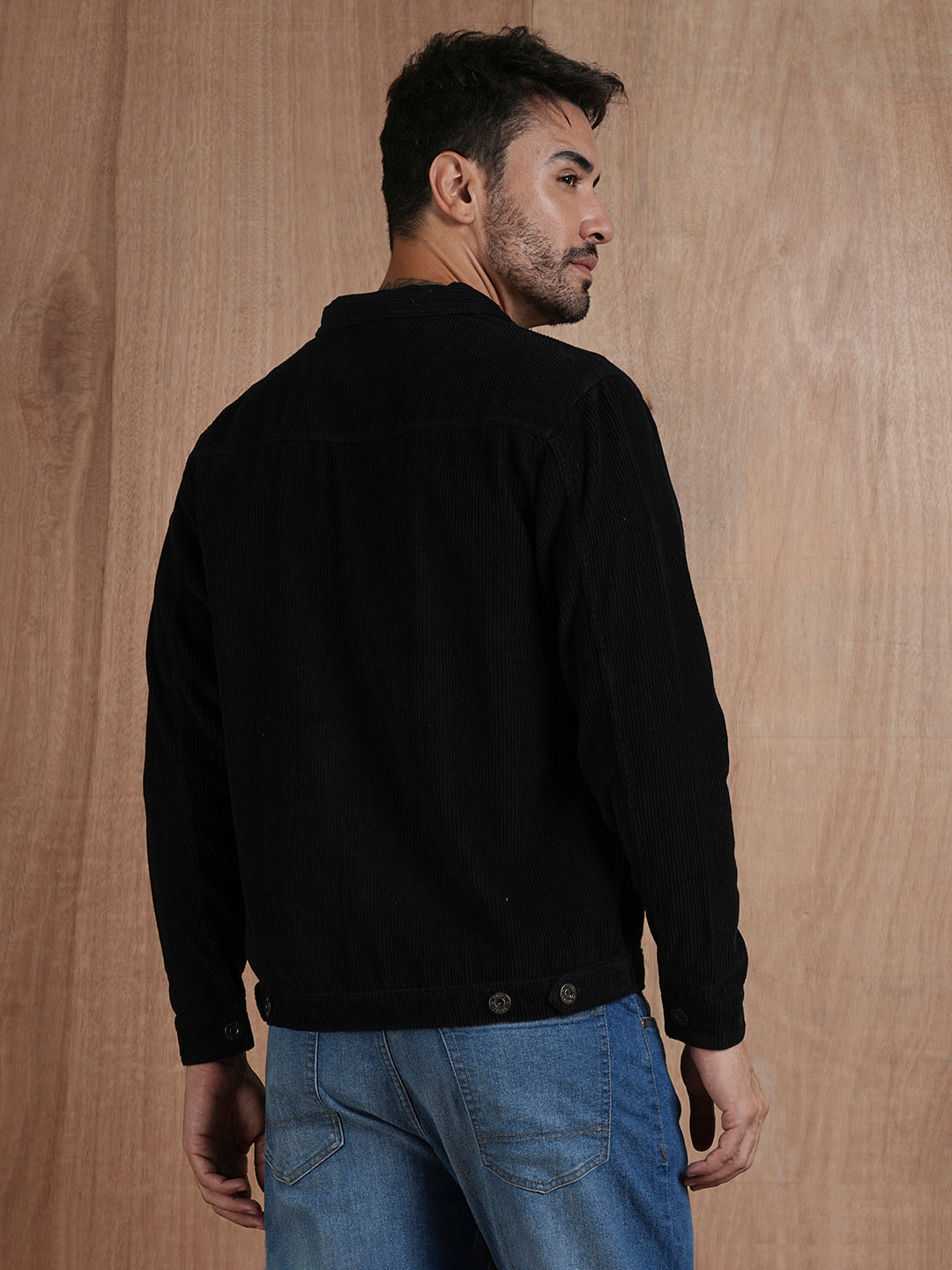 Teddy Lined Corduroy Jacket - Black