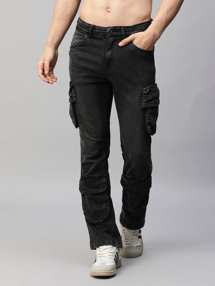 Mens Straight Fit Utility Denim Cargos