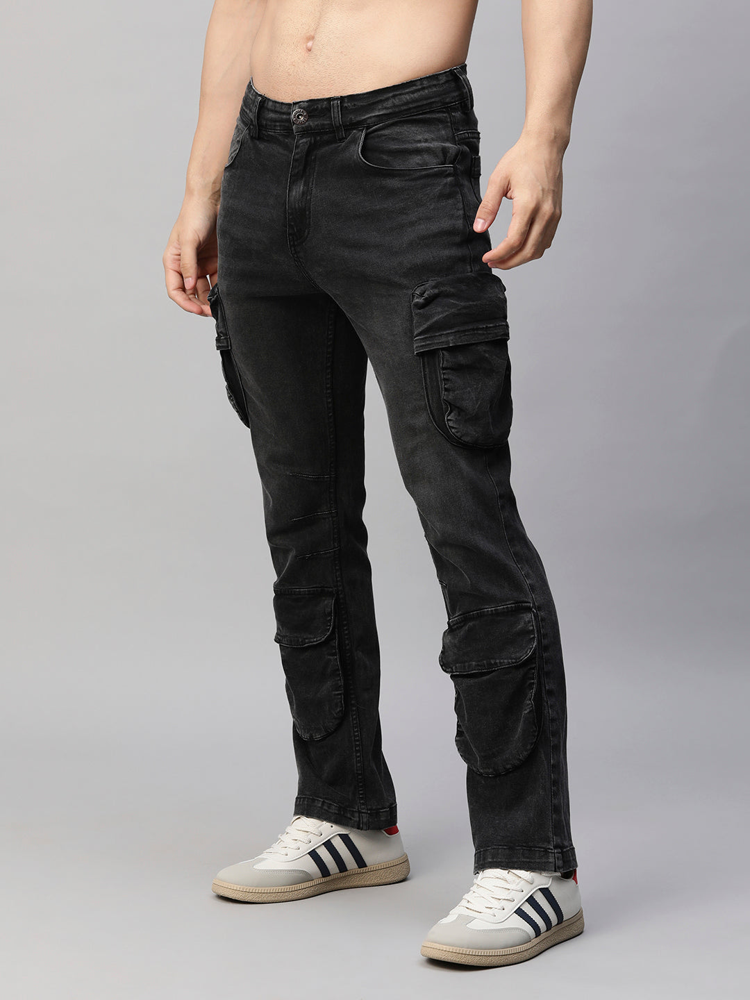 Mens Straight Fit Utility Denim Cargos