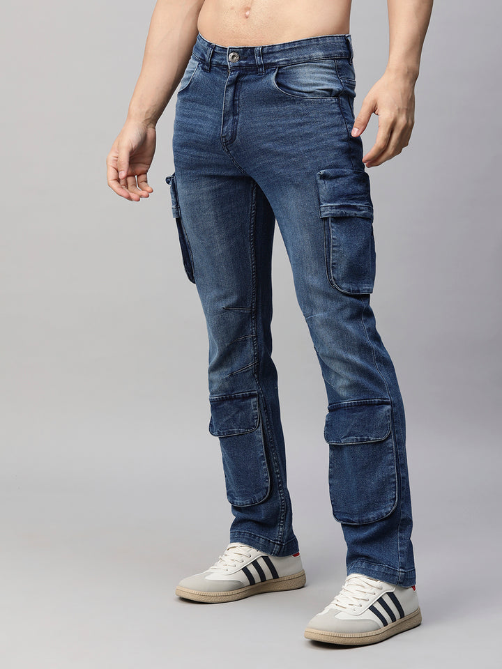 Mens Straight Fit Utility Denim Cargos