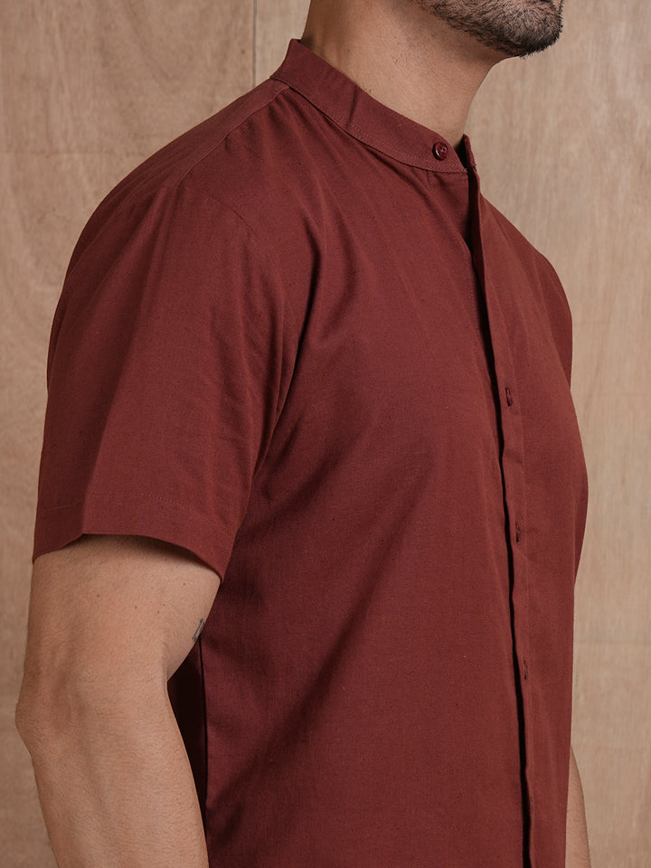 Men's Half Sleeves Shirt - Maroon