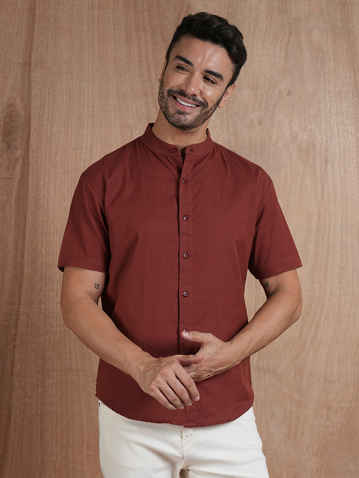 Men's Half Sleeves Shirt - Maroon