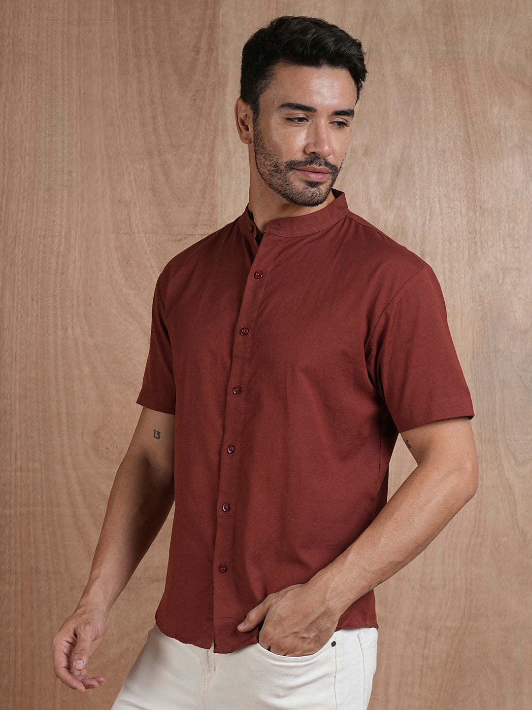 Men's Half Sleeves Shirt - Maroon