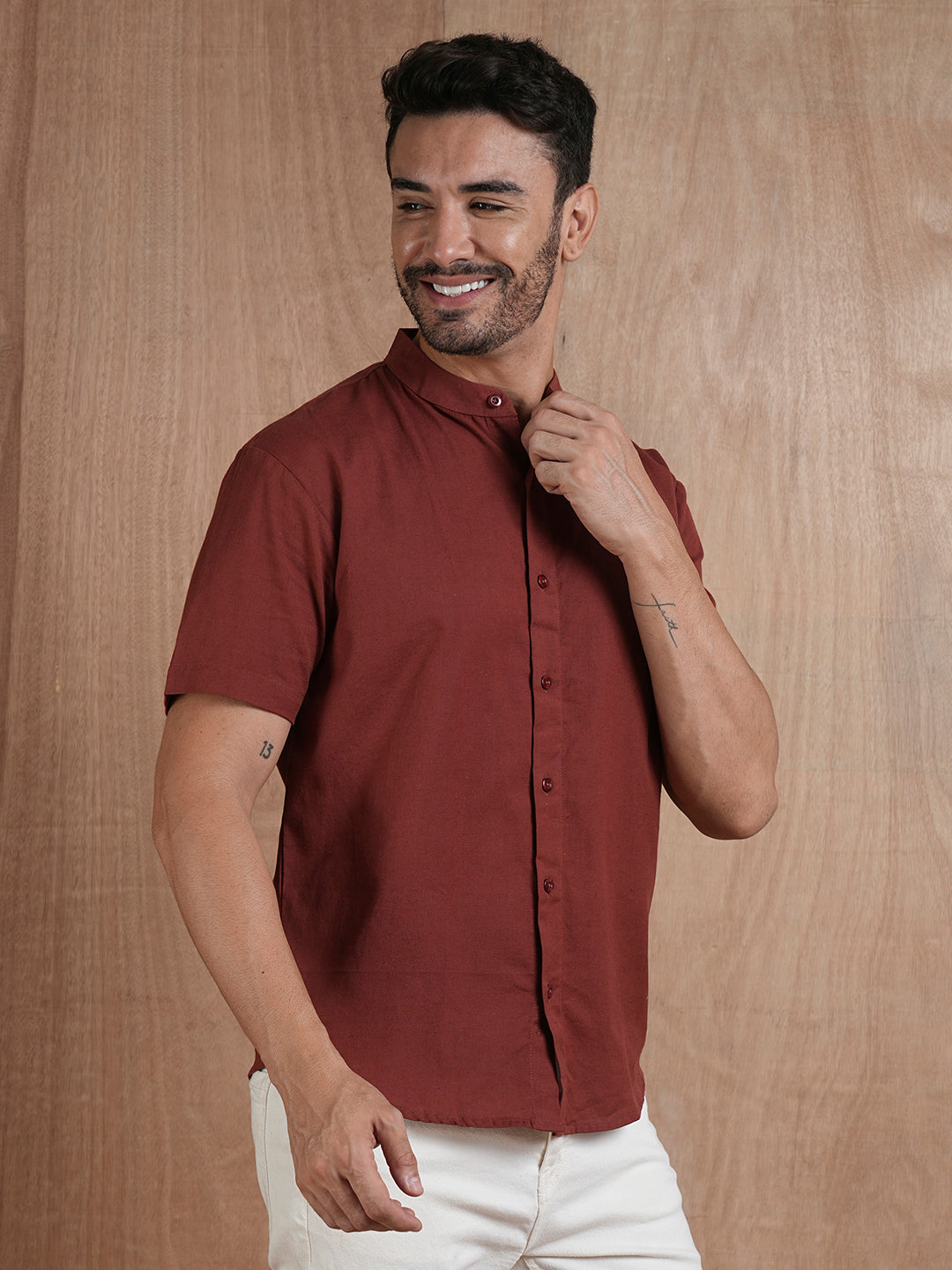 Men's Half Sleeves Shirt - Maroon