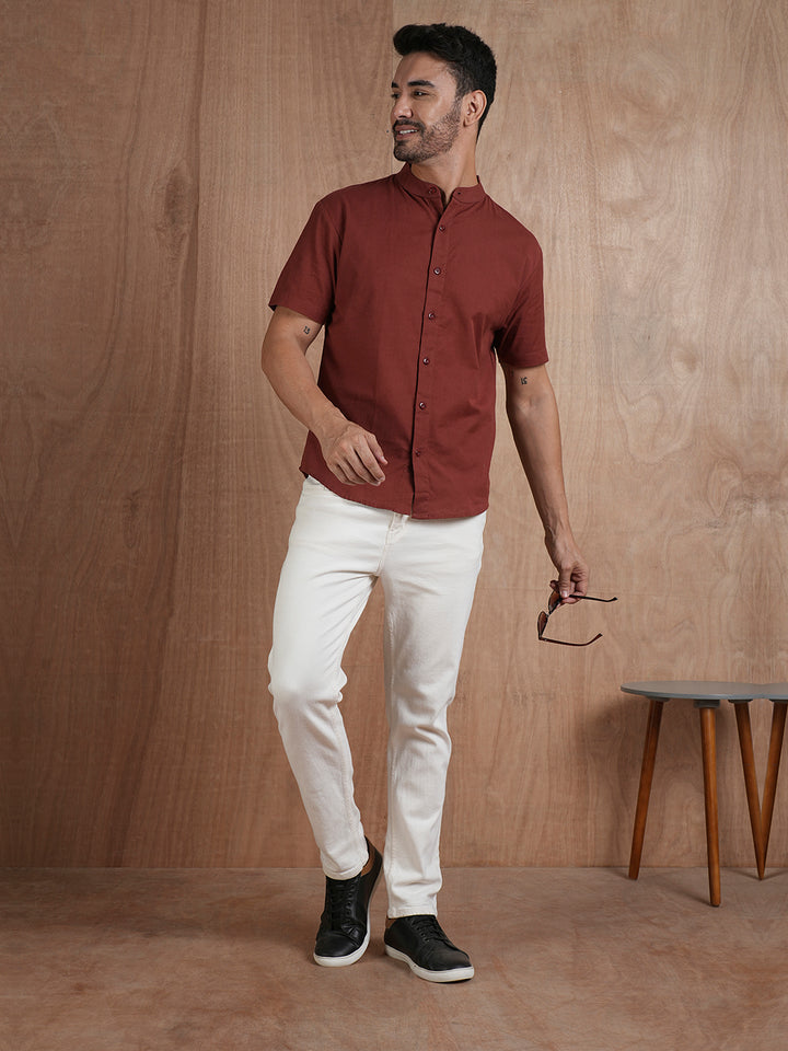 Men's Half Sleeves Shirt - Maroon