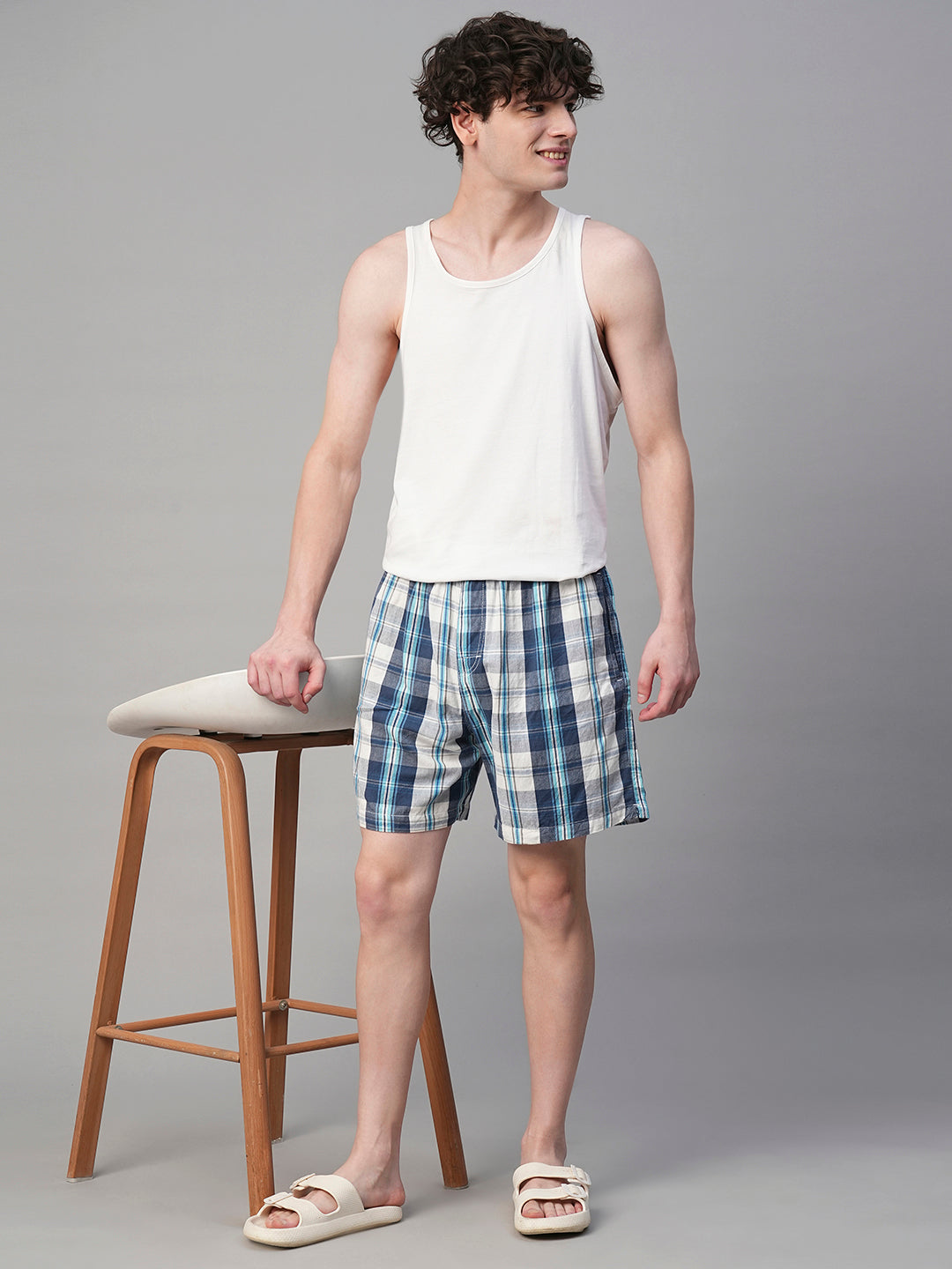 Mens Cotton Boxer - Blue