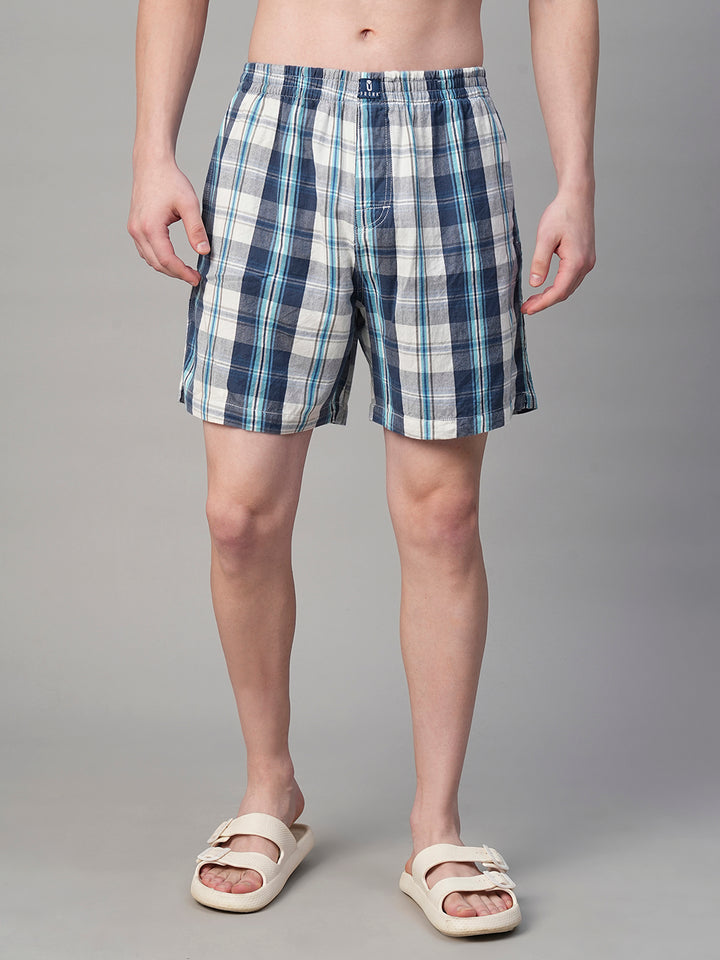 Mens Cotton Boxer - Blue