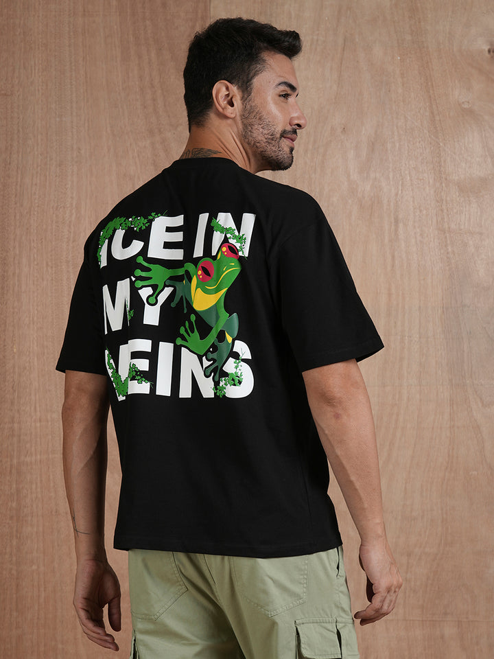 Ice In My Veins Men Oversized Puff Printed T-shirt