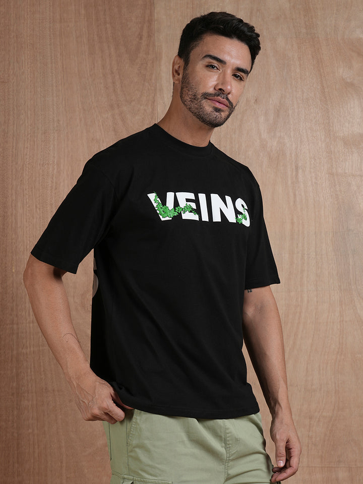 Ice In My Veins Men Oversized Puff Printed T-shirt