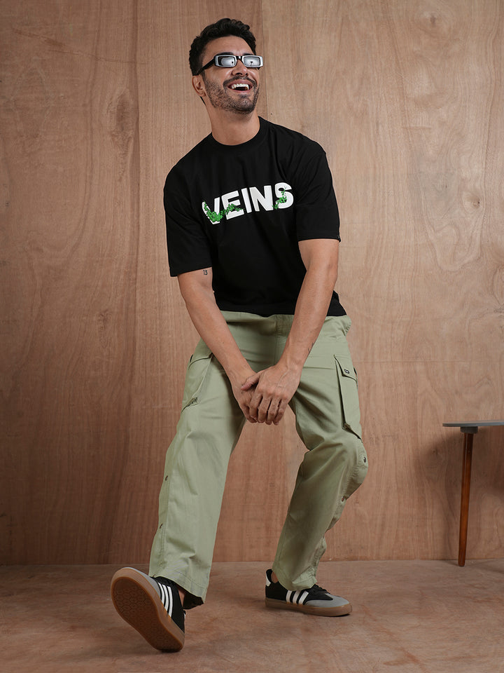 Ice In My Veins Men Oversized Puff Printed T-shirt