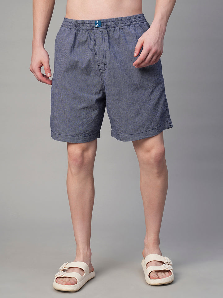 Mens Cotton Boxer - Navy Blue