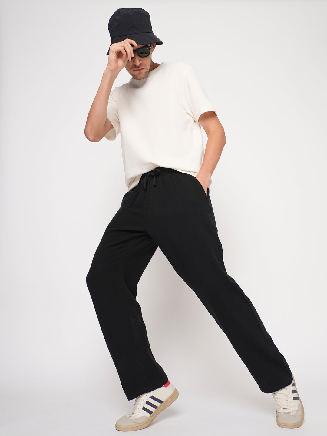 Cotton Pant for Men Solid - Black