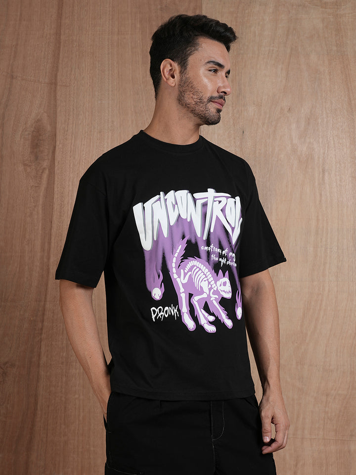 Uncontrol Men Oversized Puff Printed T-shirt