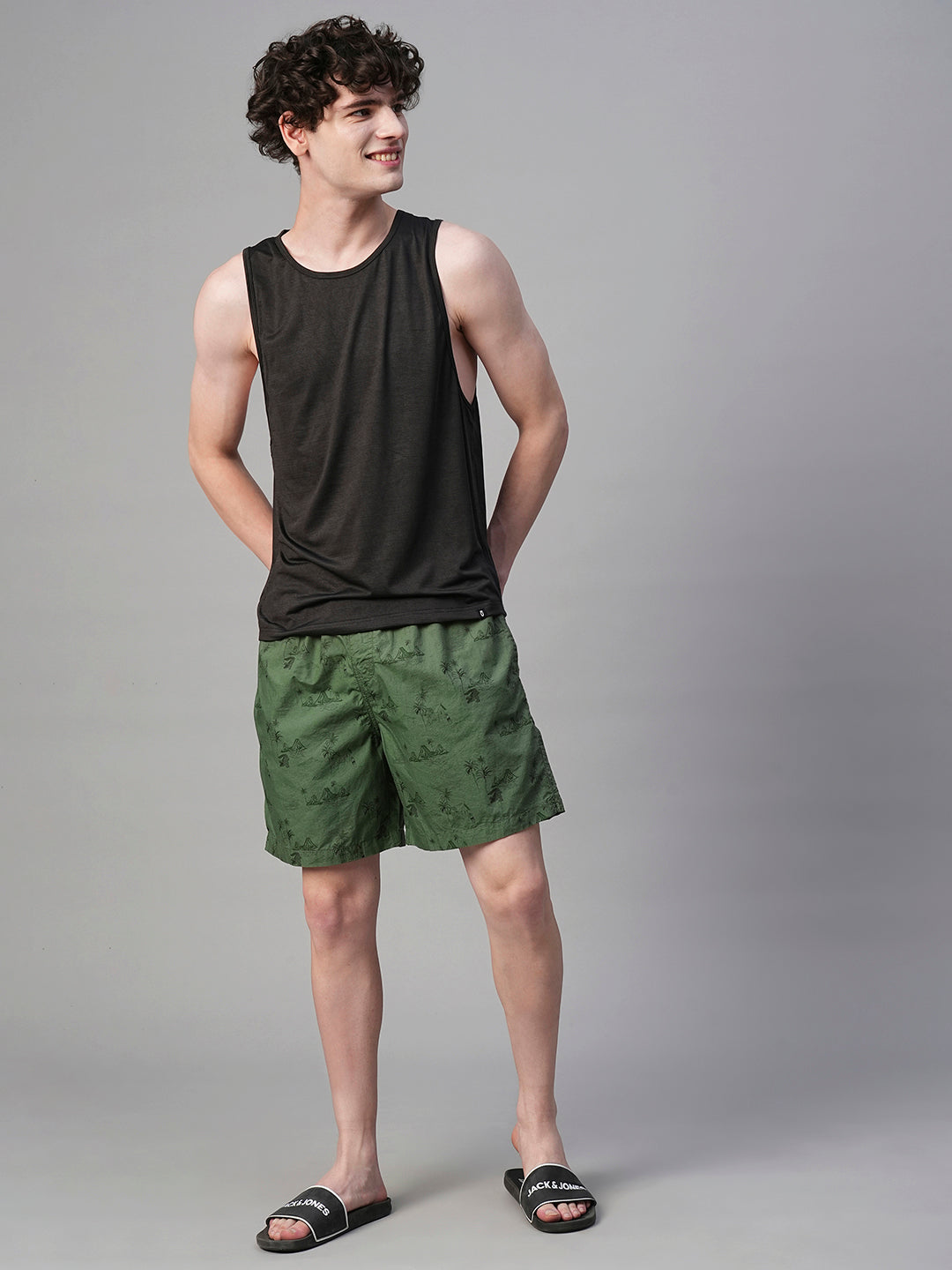 Mens Cotton Boxer - Olive Green