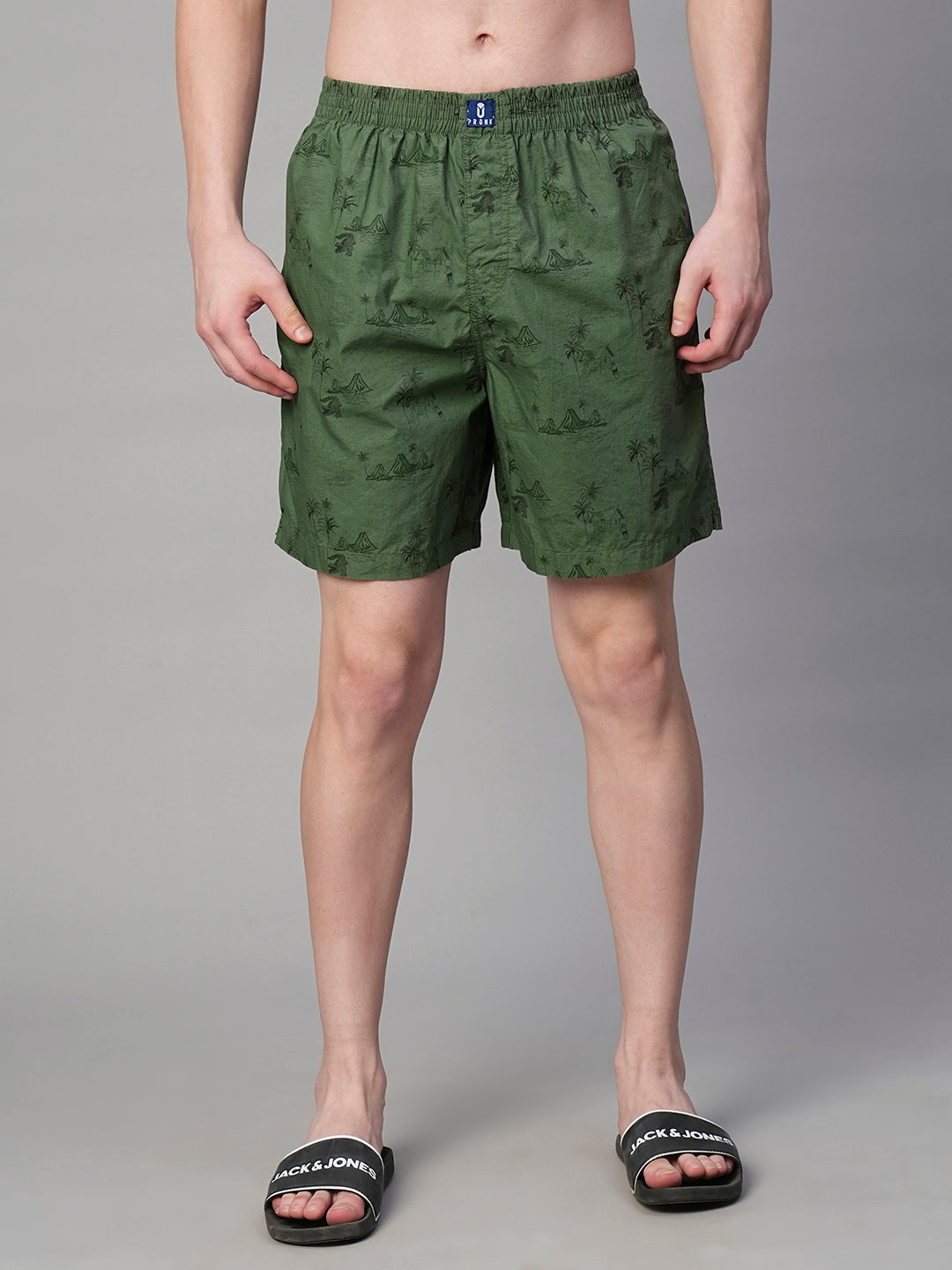 Mens Cotton Boxer - Olive Green