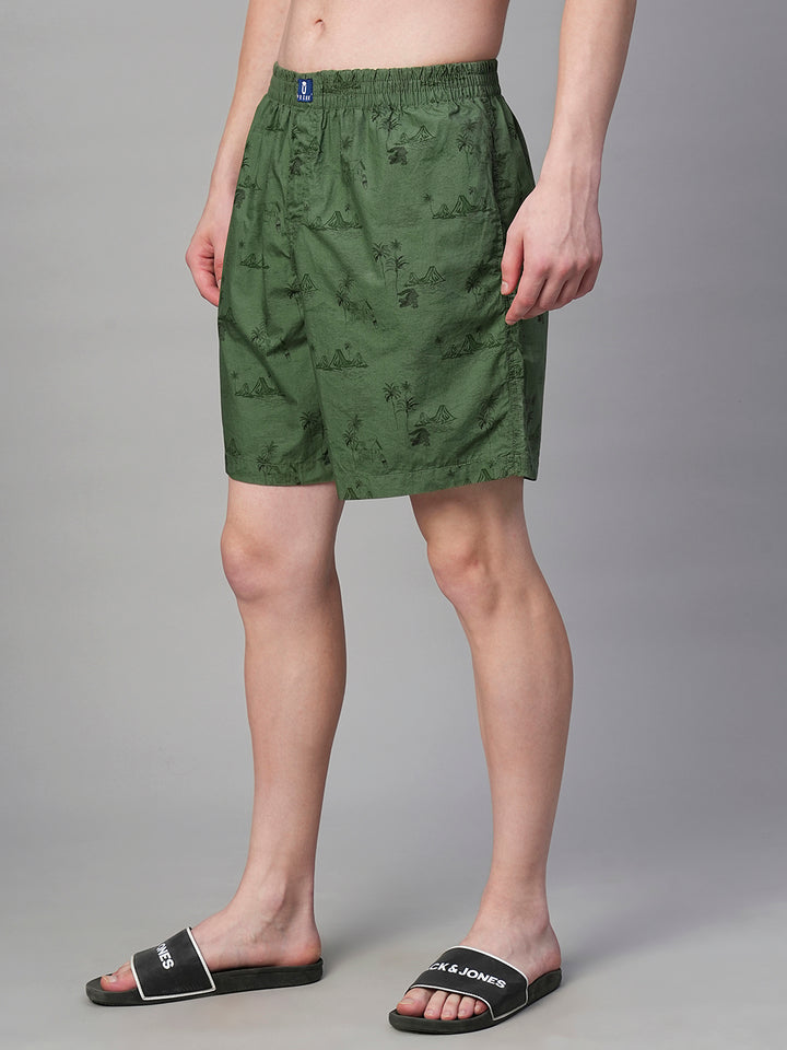 Mens Cotton Boxer - Olive Green