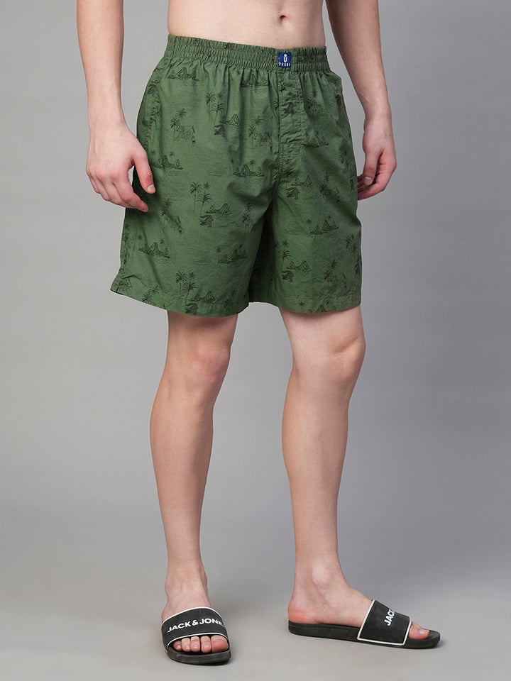 Mens Cotton Boxer - Olive Green