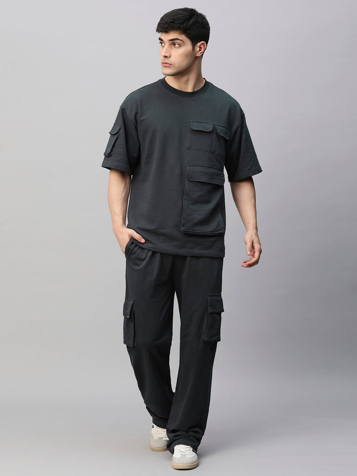 Streetwear Cargo Co-ord Set - Dark Grey