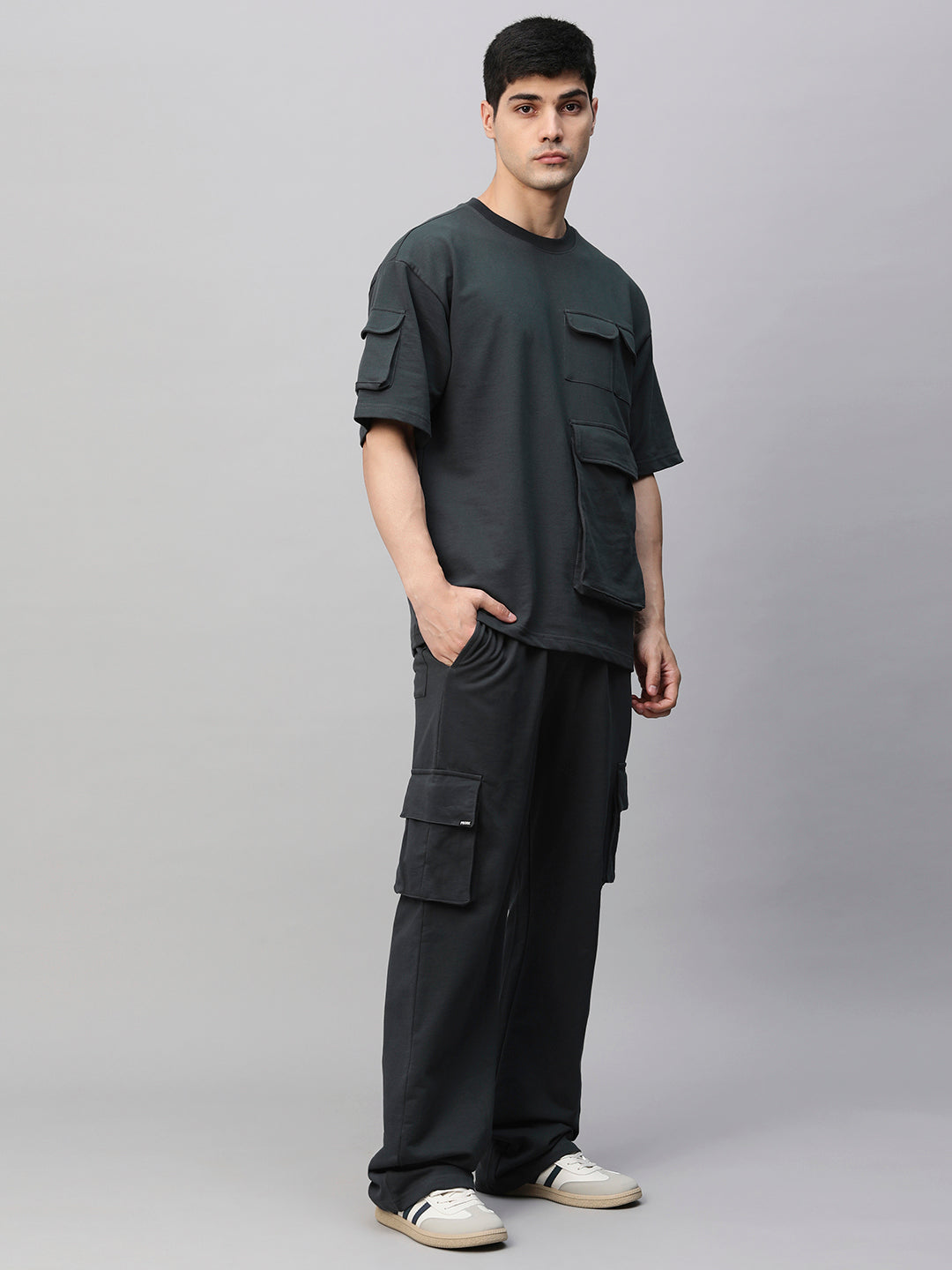 Streetwear Cargo Co-ord Set - Dark Grey