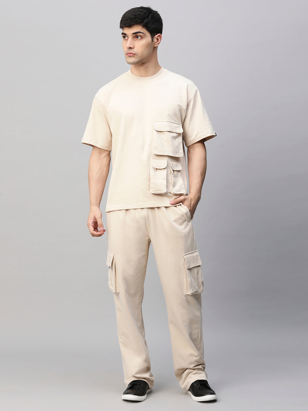 Streetwear Cargo Co-ord Set - Beige