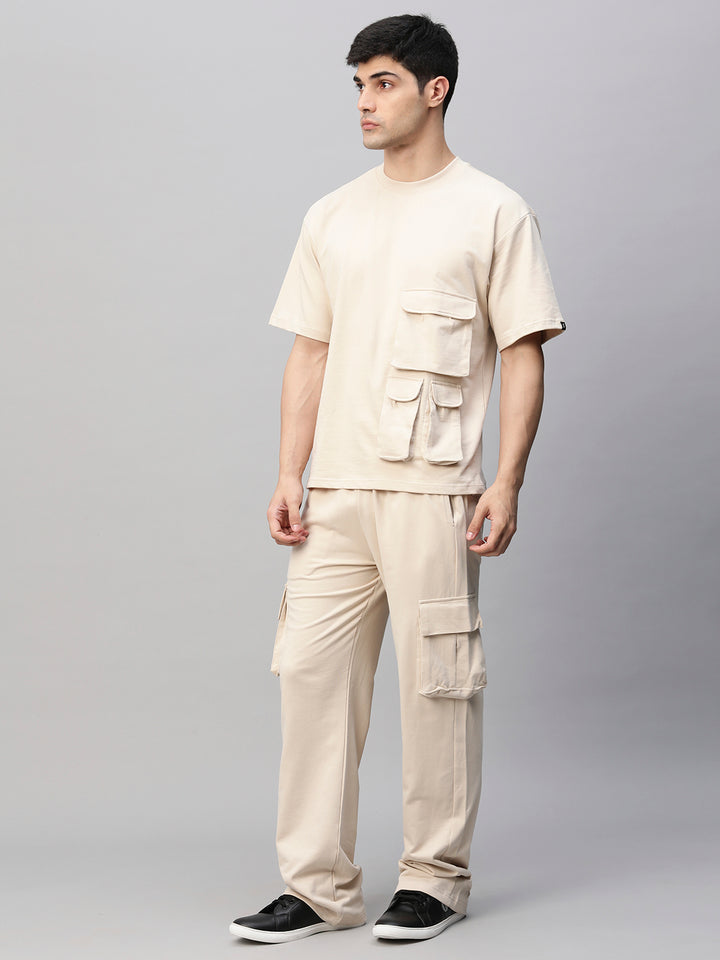 Streetwear Cargo Co-ord Set - Off white