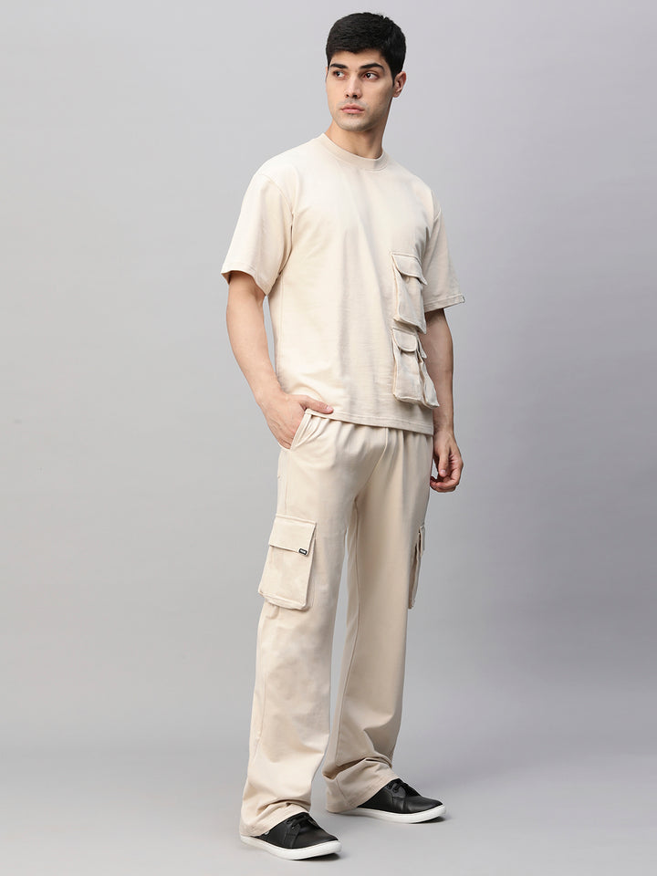 Streetwear Cargo Co-ord Set - Beige