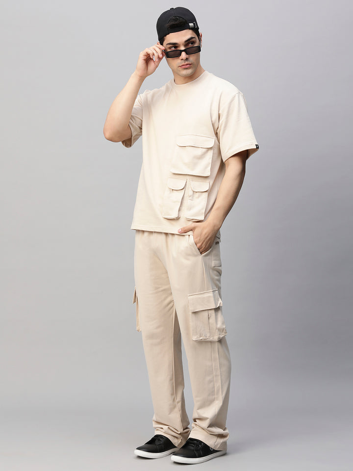 Streetwear Cargo Co-ord Set - Beige