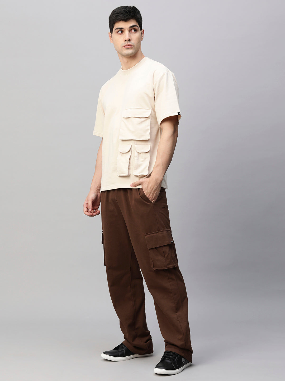 Streetwear Cargo Co-ord Set - Beige & Cocoa