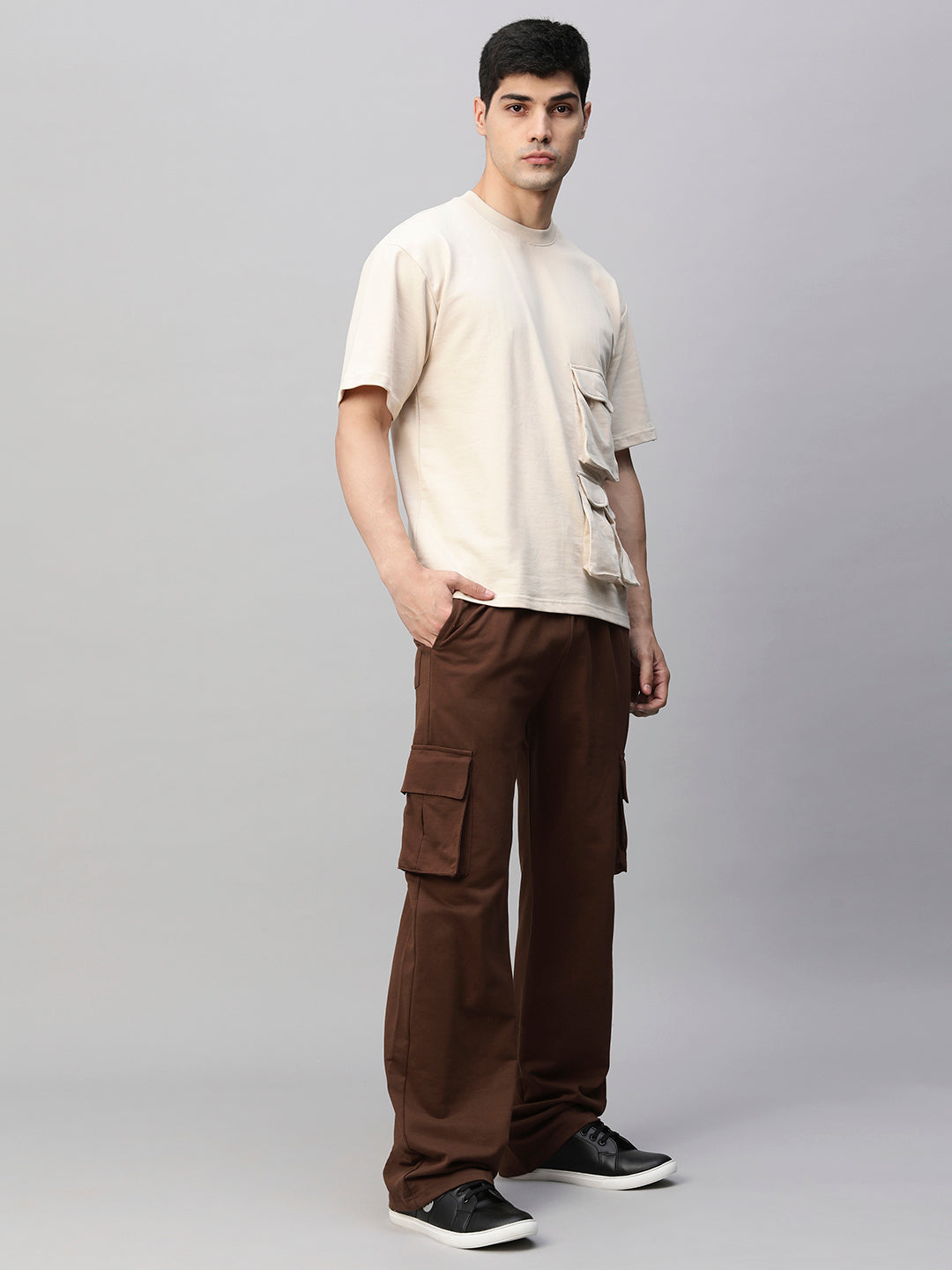 Streetwear Cargo Co-ord Set - Beige & Cocoa