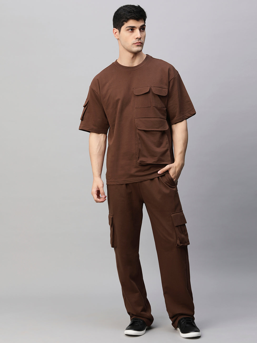 Streetwear Cargo Co-ord Set - Cocoa