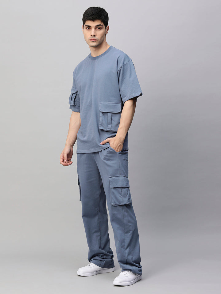 Streetwear Cargo Co-ord Set - Denim Blue