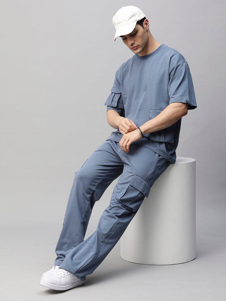 Streetwear Cargo Co-ord Set - Denim Blue