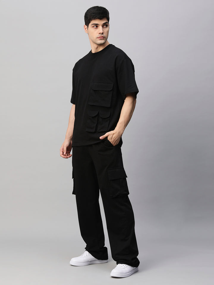 Streetwear Cargo Co-ord Set - Black