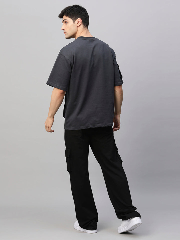 Streetwear Cargo Co-ord Set - Dark Grey & Black