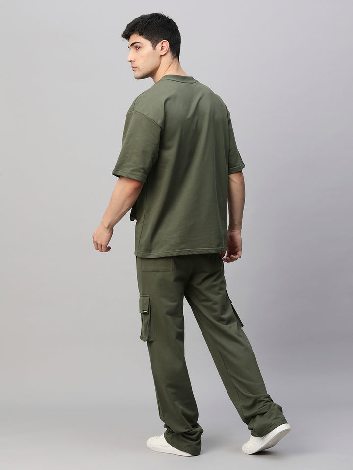 Streetwear Cargo Co-ord Set - Olive Green