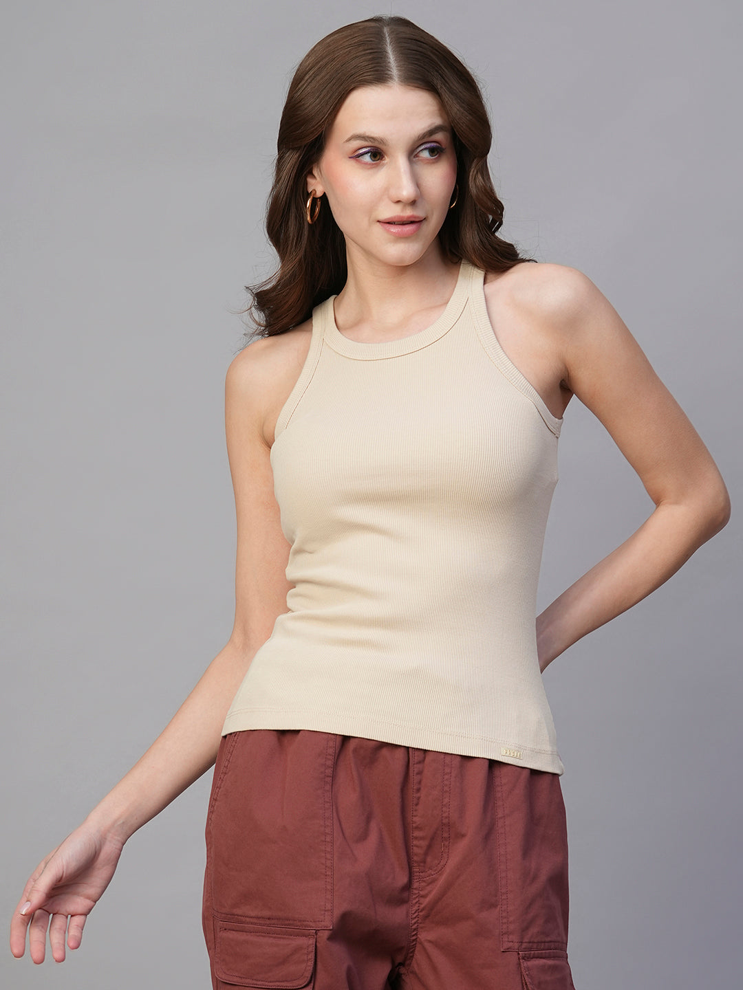 Pronk Ribbed Sleeveless Tank - Off White