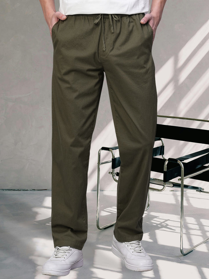 Cotton Pant for Men Solid - Olive Green