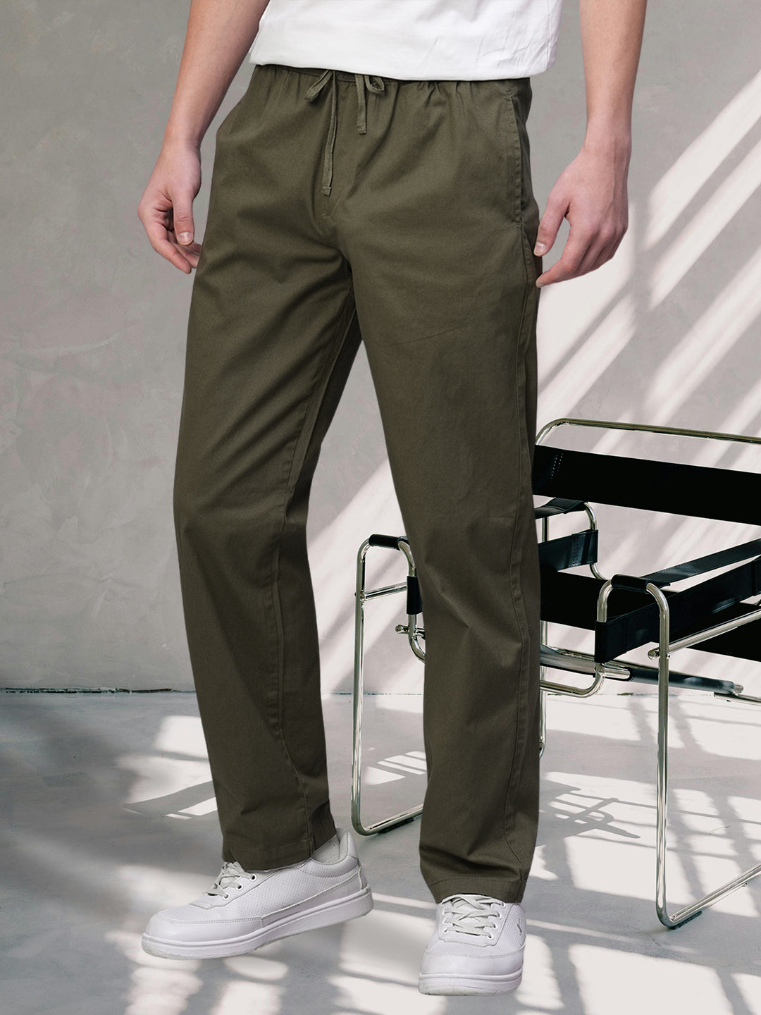 Cotton Pant for Men Solid - Olive Green