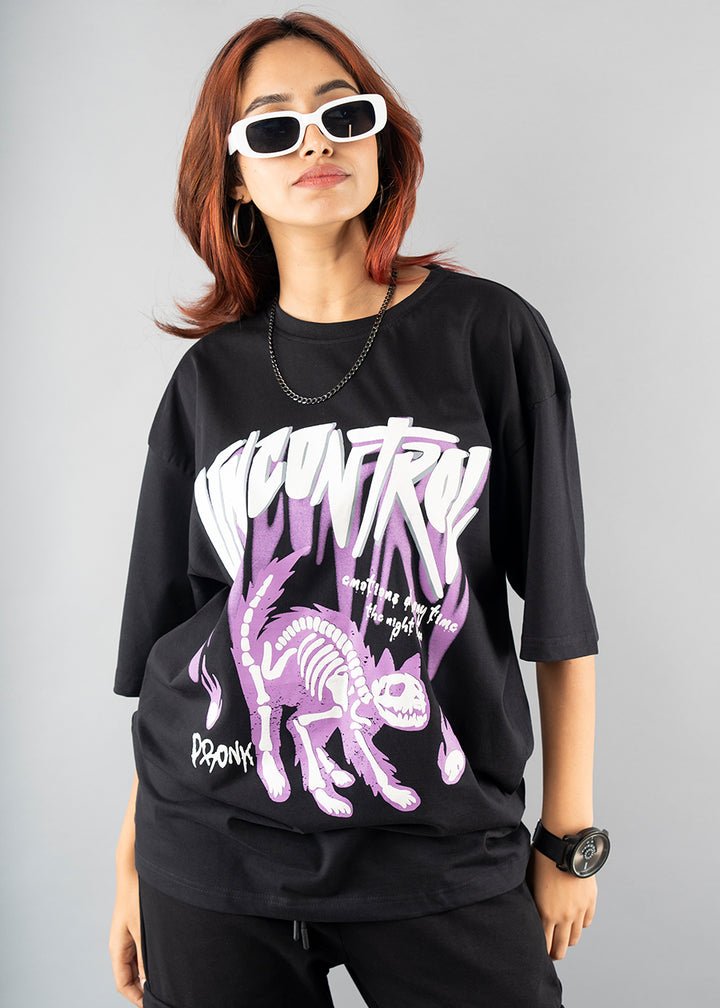 Uncontrol Women Oversized Puff Printed T-shirt