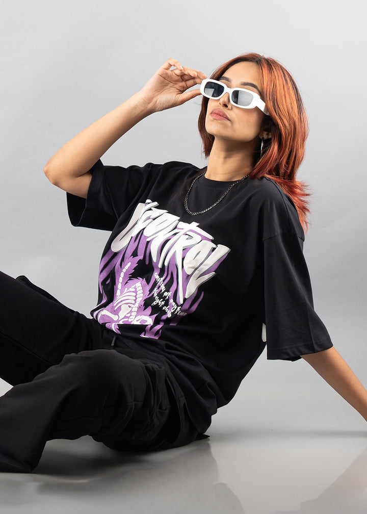 Uncontrol Women Oversized Puff Printed T-shirt