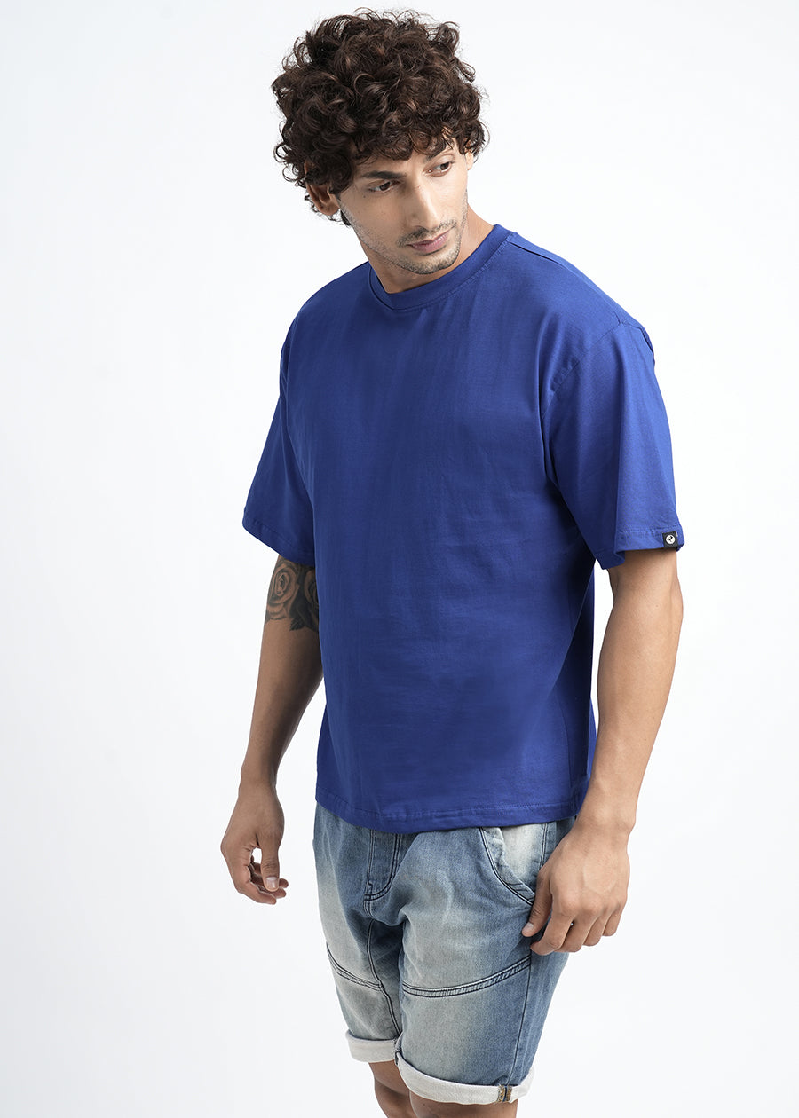 Solid Men Oversized T-Shirt - Blue