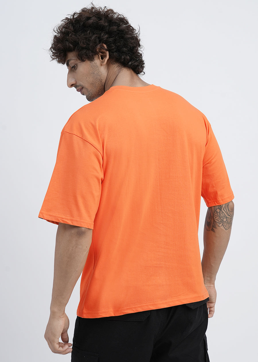 Solid Men Oversized T-Shirt - Orange