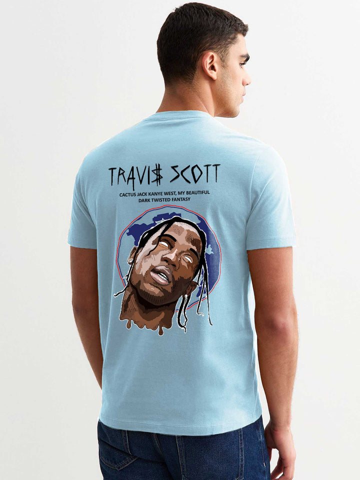 Travis Scott Men Regular Fit Sky Half Sleeve T-Shirt