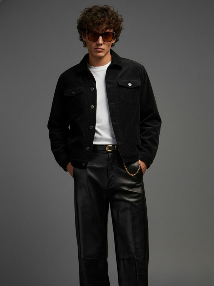 Teddy Lined Corduroy Jacket - Black