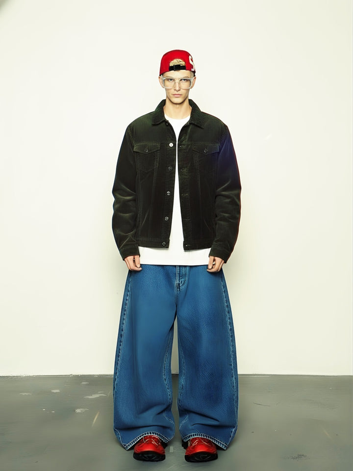 Teddy Lined Corduroy Jacket - Olive Green