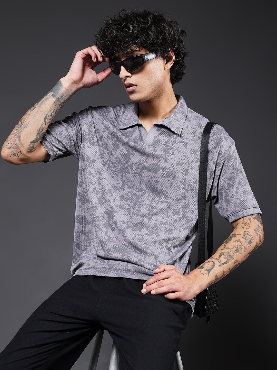 Men Relaxed Fit Printed Polo T-Shirt